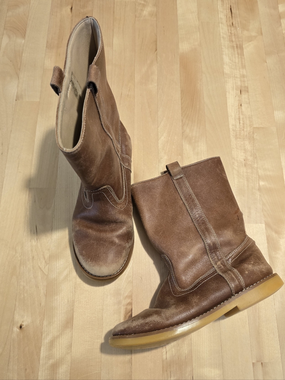 Elephantito Leather Pull-On Boots Size 4 Big Kids
